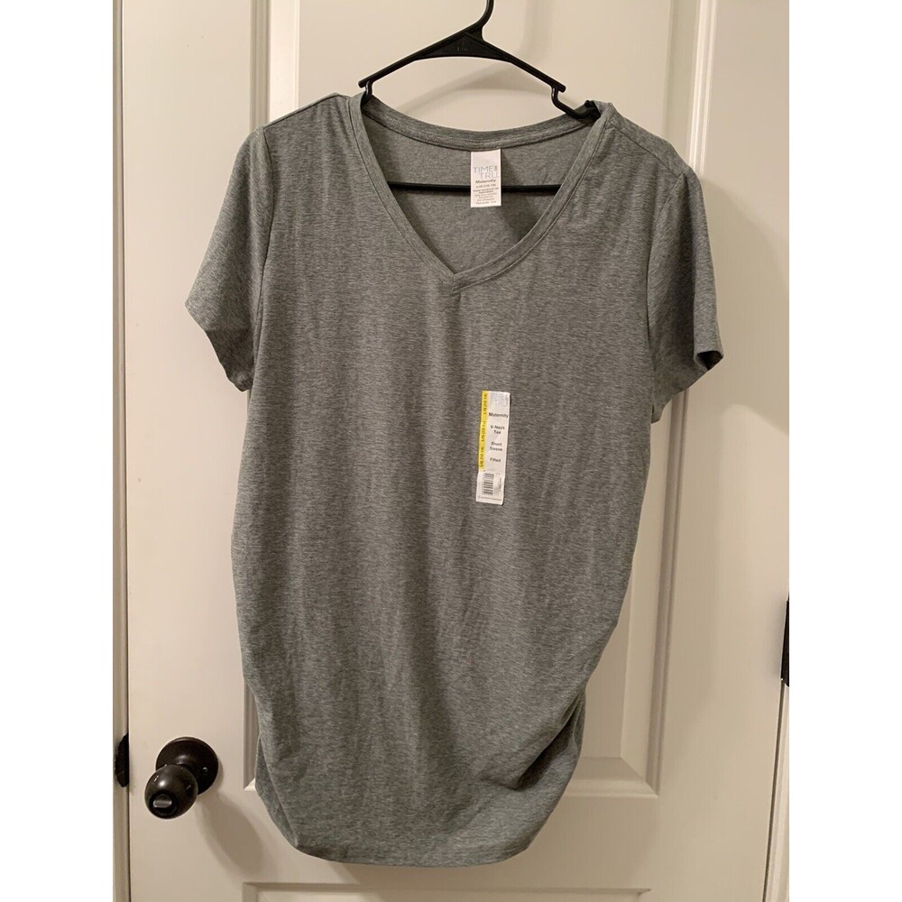 Time And Tru Women's Maternity T-Shirt with Ruched Sides Size L (12-14) Gray